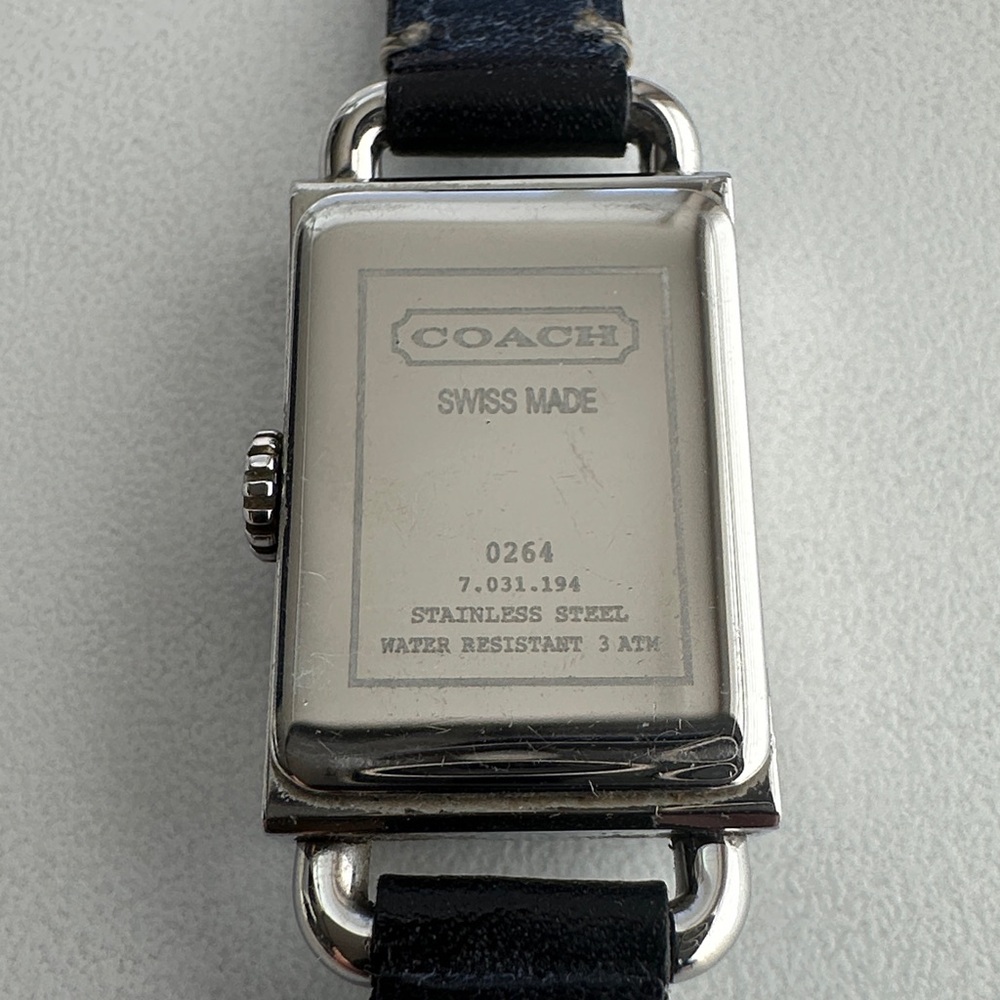 Coach Silver Rectangular Watch With Black Leather… - image 2